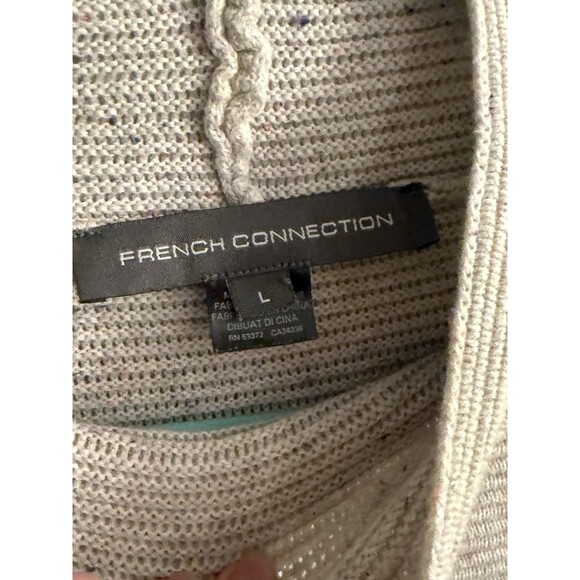 French Connection Ribbed Gray Sweater Neon Threads Accents Size L Oversized - Picture 3 of 11